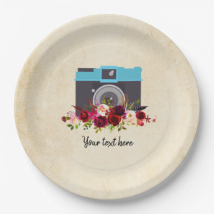 Vintage camera paper plate