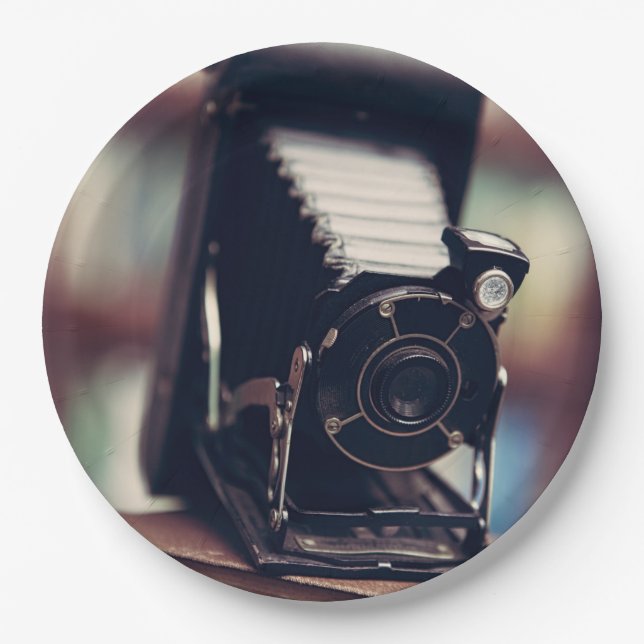 Vintage Camera Paper Plate (Front)