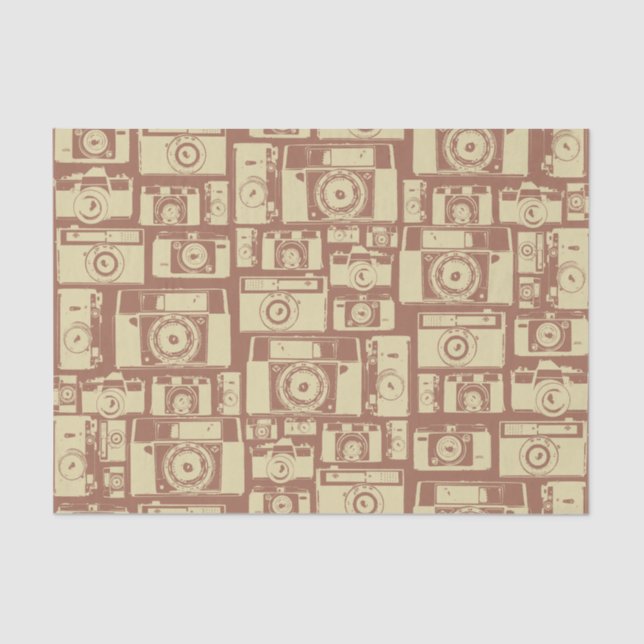 Vintage Camera Pattern in Brown Colours Tissue Paper (Front)