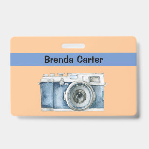 Vintage Camera Photographer with Name Badge