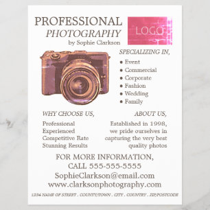 Vintage Camera, Photography, Photographer Hire Flyer