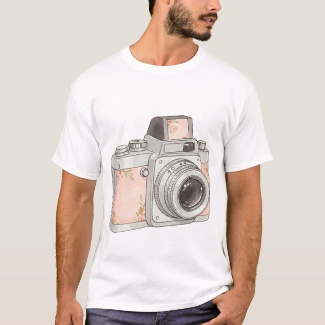 vintage camera with flower T-Shirt (Front)