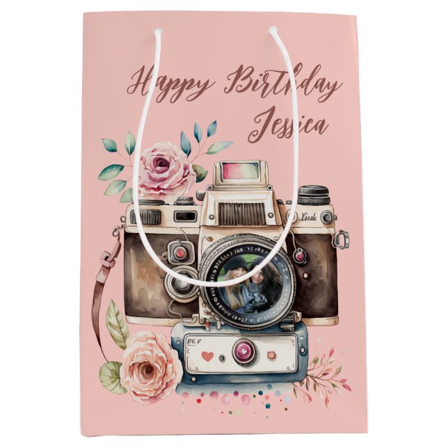 Vintage Camera with Photo Medium Gift Bag (Front)