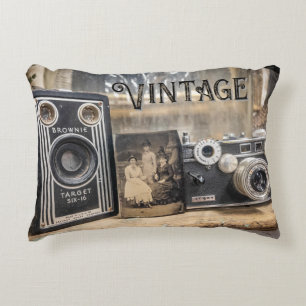 Vintage Cameras and Photo Print Accent Pillow
