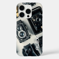 Vintage Cameras on White Background 