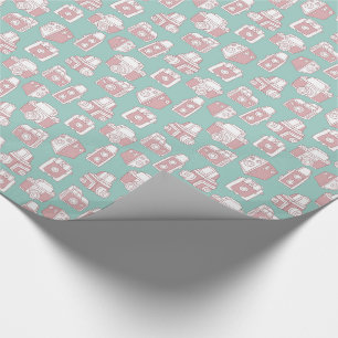Vintage Cameras Retro Pattern (Blue) Wrapping Paper