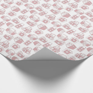Vintage Cameras Retro Pattern (White / Pink) Wrapping Paper