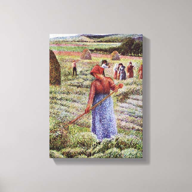 Vintage Camille Pissarro Haying at Eragny  Canvas Print (Front)