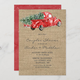 Vintage Camion Rouge Noël Couple Invitations de do