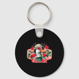 Vintage Camo Call Me Duck Hunting Valentines Funny Keychain