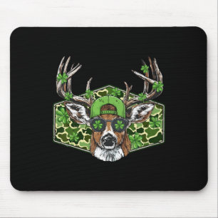 Vintage Camo Deer Hunter Lucky Shamrock Buck St Pa Mouse Pad