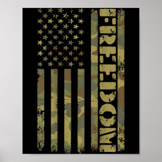 Vintage Camouflage American Flag 1776 Dom 4th Of J Poster