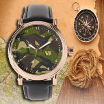 Vintage Camouflage Watch, hunter monogrammed, Army Watch<br><div class="desc">WATCH: Camouflage elegant vintage fashion gifts with monogram letters for the hunters,  outdoor boys,  fisherman,  army personnel.</div>