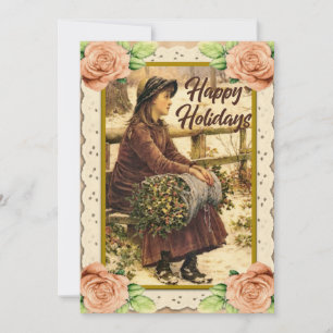 Vintage Campagne Bonne Carte de voeux Joyeux Vacan