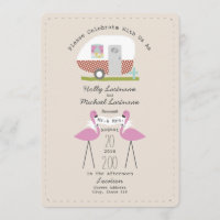 Vintage Camper And Flamingos Wedding