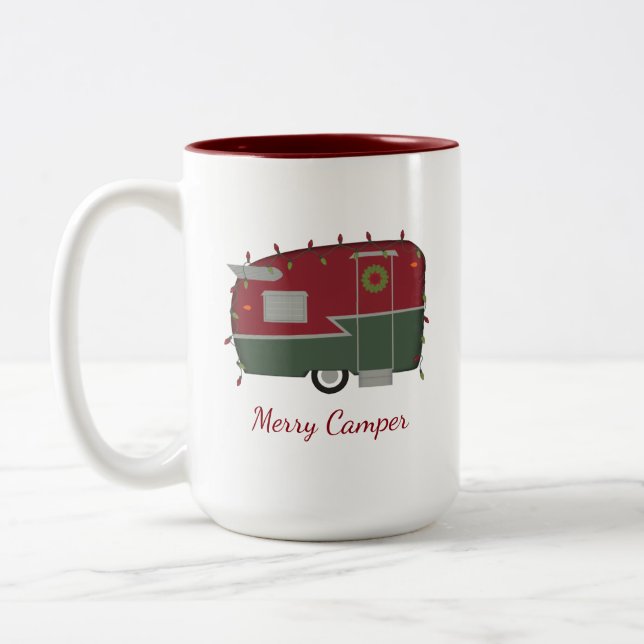 Vintage Camper Christmas Holiday Mug (Left)