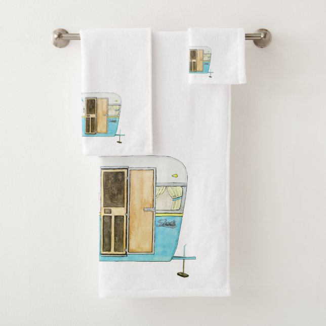 Vintage Camper Trailer Bath Towel Set (Insitu)