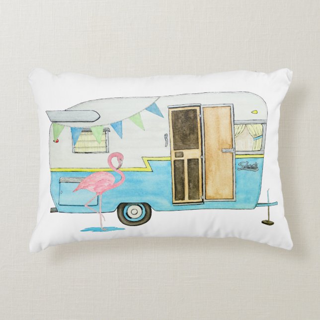 Vintage Camper Trailer Pillow (Front)