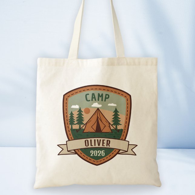 Vintage Camping Badge Personalized Tote Bag (Creator Uploaded)
