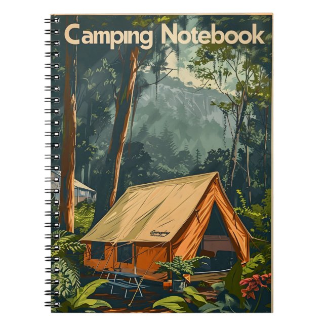 Vintage Camping in Jungle Notebook (Front)