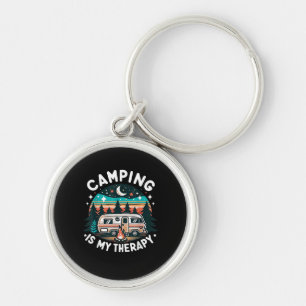 Vintage Camping Is My Therapy Family Adventure Out Keychain