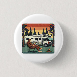 Vintage Camping Motorhome RV Bigfoot Adventure 1 Inch Round Button
