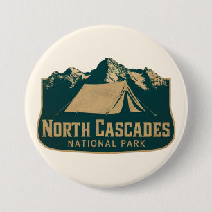 Vintage Camping North Cascades National Park 3 Inch Round Button