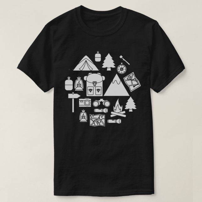 Vintage Camping Toolkit illustration T-Shirt (Design Front)