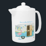 Vintage Camping Trailer<br><div class="desc">I painted this old Shasta trailer just for you, if you're someone in love with these campers. Pink flamingo in tow, the trailer is ready to go wherever your heart leads you.</div>