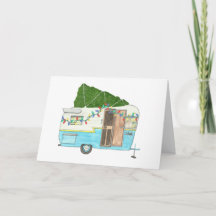 Vintage Camping Trailer Christmas Card