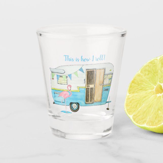 Vintage Camping Trailer Shot Glass (Front)