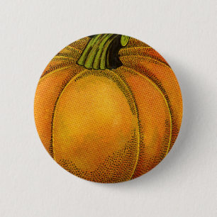 Vintage Can Label Art, Butterfly Pumpkin Vegetable 2 Inch Round Button