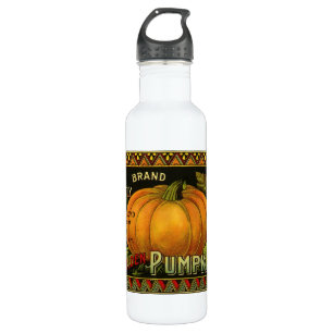 Vintage Can Label Art, Butterfly Pumpkin Vegetable 710 Ml Water Bottle