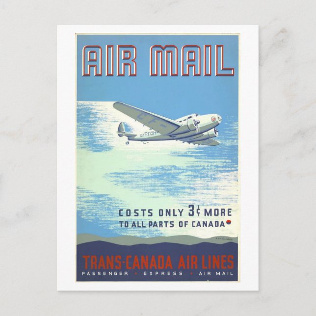 Vintage Canada Air Mail Advertisement Postcard (Front)