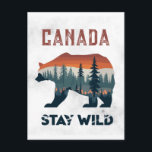 Vintage Canada Bear Stay Wild Travel Postcard<br><div class="desc">Anyone would love to receive this vintage stay wild Canadian travel postcard featuring a retro illustration of a grizzly bear in Canada!</div>