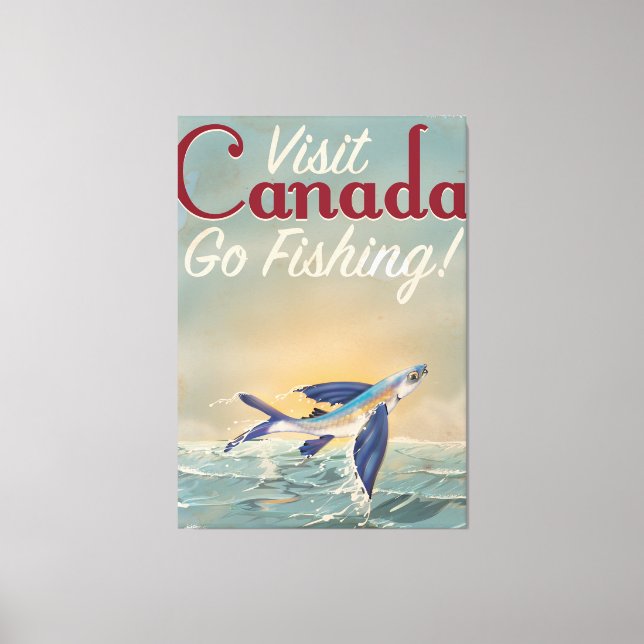 Vintage Canada Fishing travel poster Canvas Print (Front)