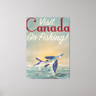 Vintage Canada Fishing travel poster Canvas Print