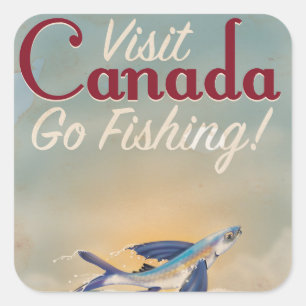 Vintage Canada Fishing travel poster Square Sticker