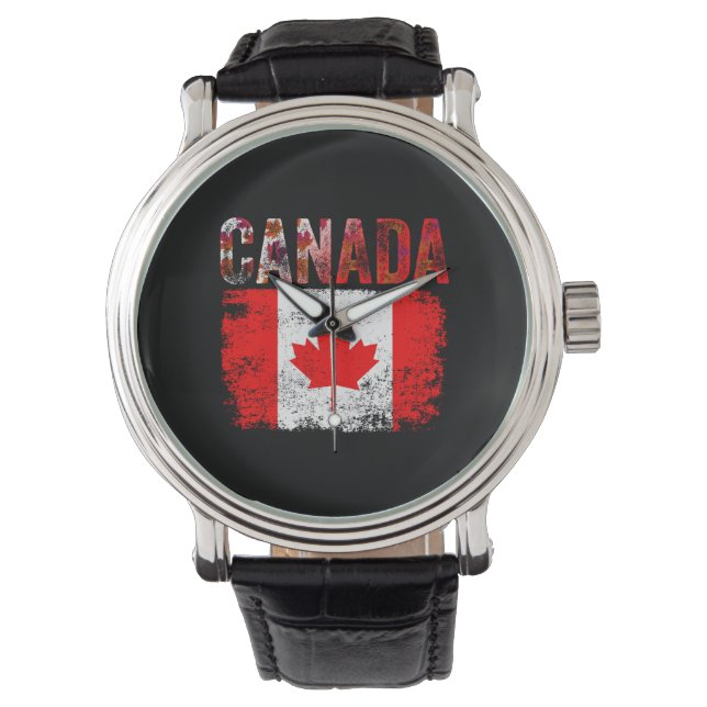 Vintage Canada Flag Canadian Flag Maple Leaf Watch (Front)