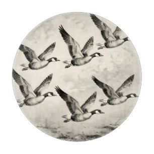 Vintage Canada Geese in Flight Engraving Cutting Board