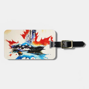 Vintage Canada Maple Leaf Travel Love Watercolor Luggage Tag