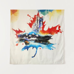Vintage Canada Maple Leaf Travel Love Watercolor Tapestry
