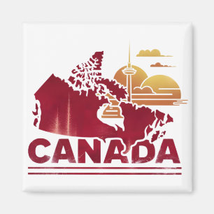 Vintage Canada Travel Country Map Maple Leaf Magnet