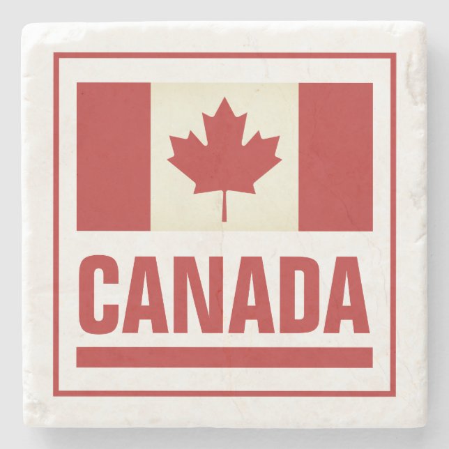 Vintage Canadian flag of Canada marble Stone Coaster (Front)