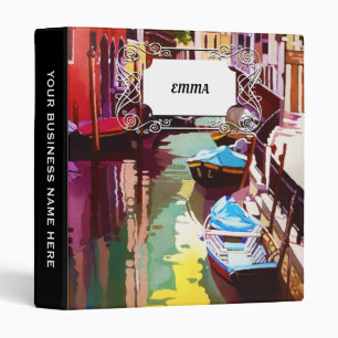 Vintage Canal Bridge Venice Travel Watercolor Binder