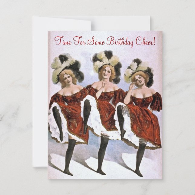 Vintage CanCan Dancer Birthday Anniversary Party Invitation (Front)