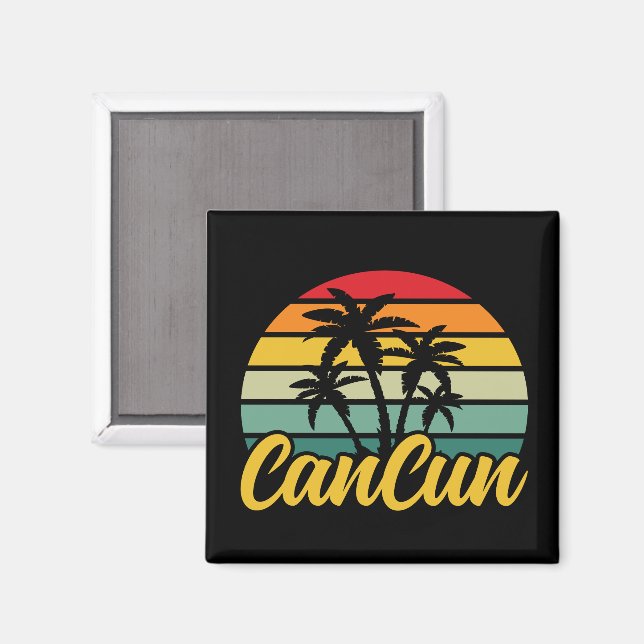 Vintage Cancun Mexico Sunset Travel Vacation Magnet (Front/Back)