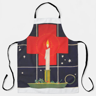 Vintage candle with the sign of the cross apron