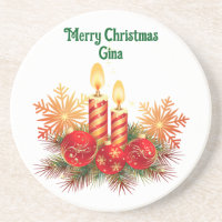 Vintage Candles Merry Christmas Coaster