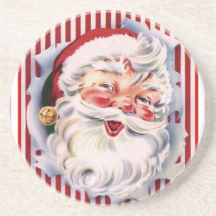 Vintage Candy Cane Santa Coaster